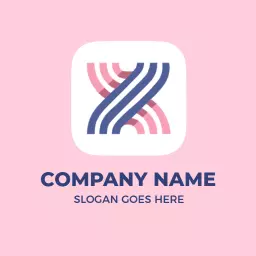 Elegant Pink and Blue Curved Lines for X Letter Logo Template