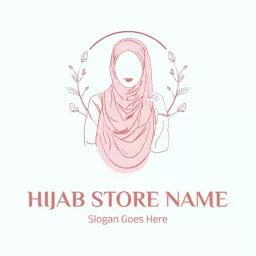 Elegant Pink and Minimalist Design for Stylish Hijab Logo Template