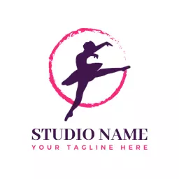 Elegant Pink and Purple Dance Studio Featuring Graceful Movements Logo Template