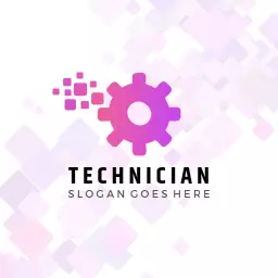 Elegant Pink and White Gear Design for Technical Branding Logo Template
