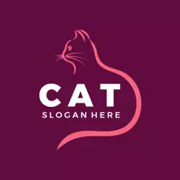 Elegant Pink Cat Illustration Emphasizing Pet Care Logo Template