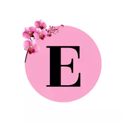 Elegant Pink Circle with Orchid Flower and E Letter Alphabet Logo Template