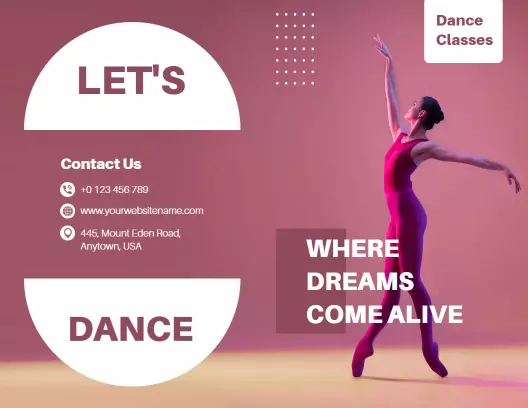 Elegant Pink Dance Class Registration and Information Brochure Template