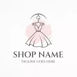Elegant Pink Dress Illustration Showcasing Boutique Style Logo Template
