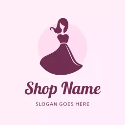 Elegant Pink Dress Silhouette Showcasing Boutique Style Logo Template
