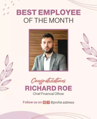 Elegant Pink Employee Recognition Award Poster Template