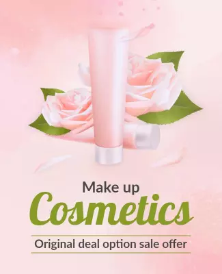 Elegant Pink Floral Makeup Cosmetics Sale Offer Poster Template