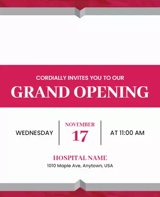 Elegant Pink Grand Opening Invitation Poster Template