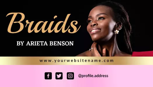 Elegant Pink Hair Braiding Business Card Template