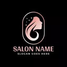 Elegant Pink Hair Silhouette Design for Salon Logo Template