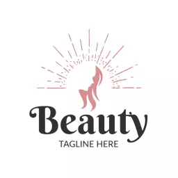 Elegant Pink Hair Silhouette Emphasizing Beauty Logo Template