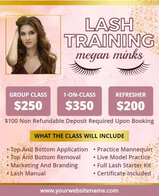 Elegant Pink Lash Training Course Promotion Poster Template