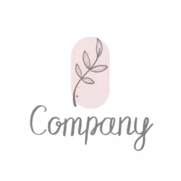Elegant Pink Leaf Motif Enhancing Handwriting Company Logo Template