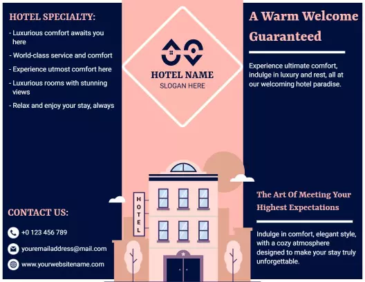 Elegant Pink Luxury Hotel Services and Accommodations Brochure Template