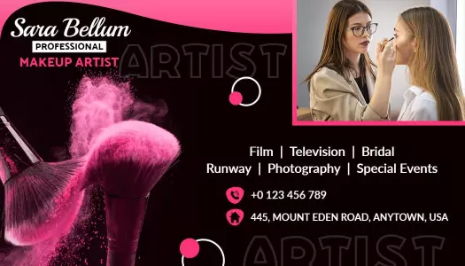 Elegant Pink Makeup Artist Professional Business Card Template