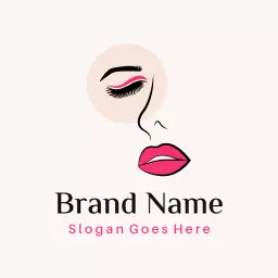 Elegant Pink Makeup Design Featuring Stylish Facial Beauty Logo Template