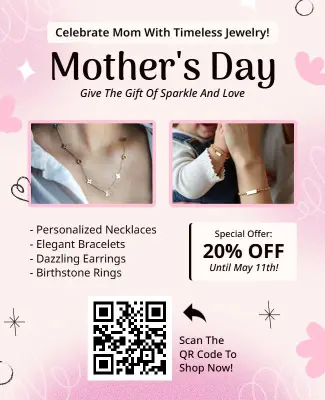 Elegant Pink Mother's Day Jewelry Sale Flyer Template Template