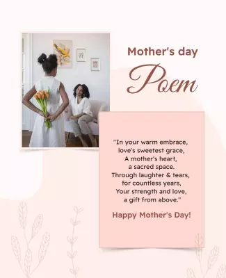 Elegant Pink Mother's Day Poem Tribute Poster Template