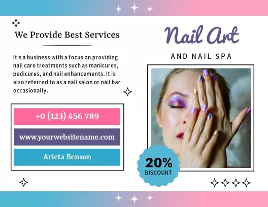 Elegant Pink Nail Art and Spa Services Promotion Brochure Template