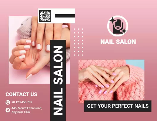 Elegant Pink Nail Care and Salon Services Brochure Template