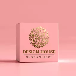 Elegant Pink Packaging with Leaf Motif Display Mockup Logo Template