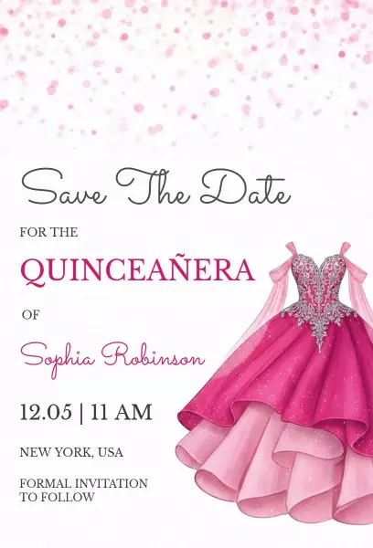 Elegant Pink Quinceanera Celebration Invitation Template