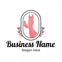 Elegant Pink Saree Design Featuring Floral Accents Logo Template