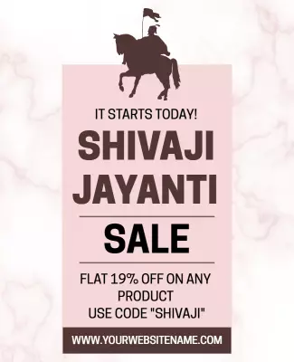 Elegant Pink Shivaji Jayanti Sale Announcement Poster Template