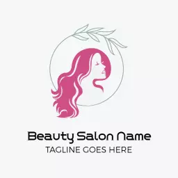 Elegant Pink Silhouette of a Woman for Beauty Salon Logo Template