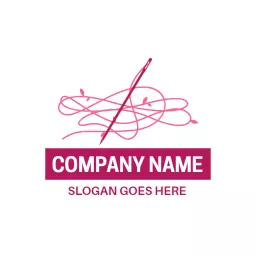 Elegant Pink Thread and Needle Design for Embroidery Logo Template