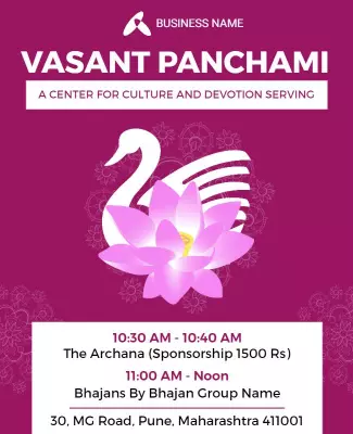 Elegant Pink Vasant Panchami Cultural Celebration Poster Template