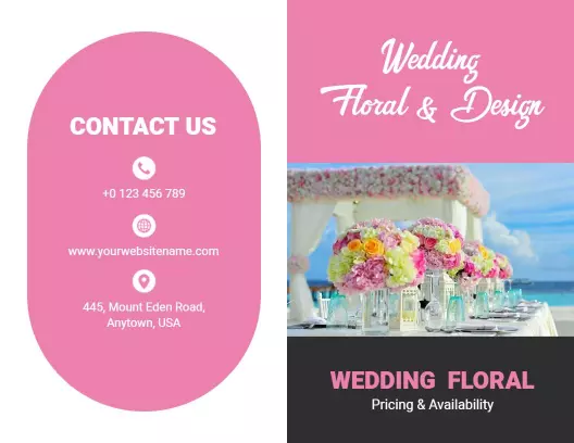 Elegant Pink Wedding Floral Design Services Brochure Template