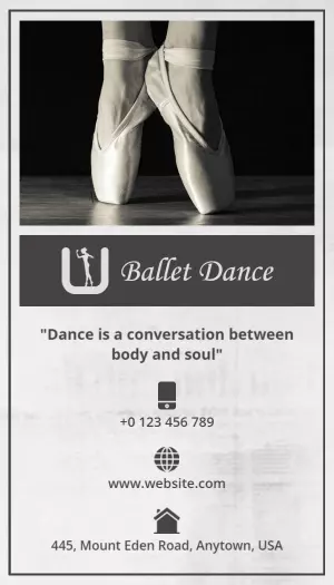 Elegant Portrait Ballet Dance Studio Business Card Template