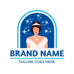 Elegant Princess in Sparkling Blue Background Logo Template