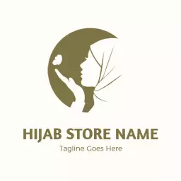 Elegant Profile Silhouette Showcasing Stylish Hijab Fashion Logo Template