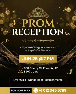 Elegant Prom Reception Celebration Poster Template