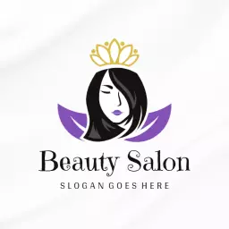 Elegant Purple and Gold Beauty Salon Logo Emphasizing Glamour Logo Template