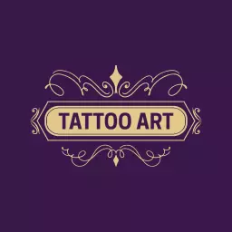 Elegant Purple and Gold Inspired Tattoo Studio Logo Template