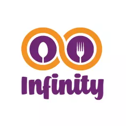 Elegant Purple and Orange Infinity Food Experience Logo Template