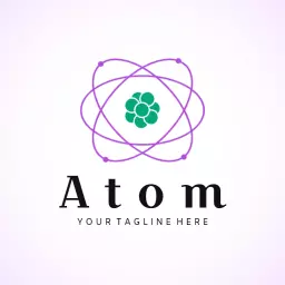Elegant Purple Atom Design Representing Science Logo Template
