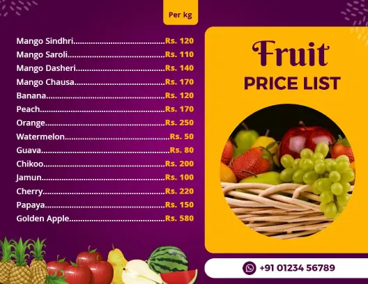 Elegant Purple Background Fruit Price List Template