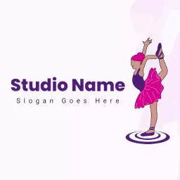 Elegant Purple Ballet Dancer in Motion Celebrating Dance Logo Template