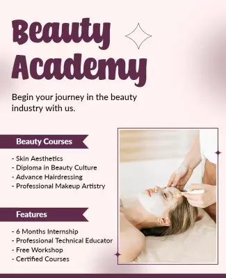 Elegant Purple Beauty Academy Course Promotion Poster Template