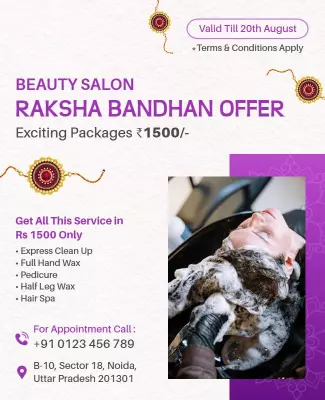 Elegant Purple Beauty Salon Raksha Bandhan Offer Poster Template