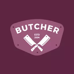 Elegant Purple Butcher Logo Featuring Classic Cleavers Logo Template