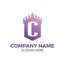 Elegant Purple Castle Design with Modern Initial C Logo Template