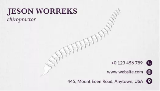 Elegant Purple Chiropractic Spine Laser Cut Business Card Template