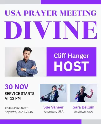Elegant Purple Community Prayer Meeting Poster Template
