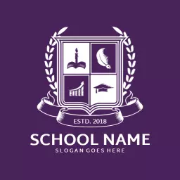 Elegant Purple Crest Design Representing Quality School Logo Template