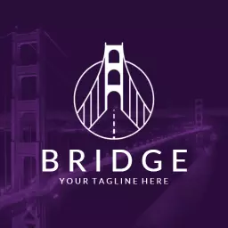 Elegant Purple Design of a Bridge Symbolizing Connection Logo Template